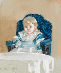 Frederica in un vestito da festa con un cucchiaio, 1877